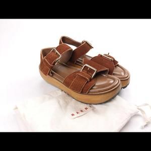 [SOLD] MARNI Zeppa Stacked Pony Hair Leather Platform Sandal Block Size 39